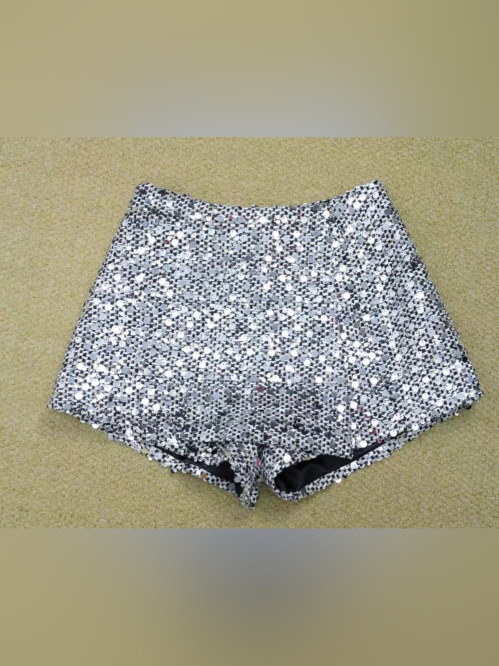 Bronx & Banco Blair Silver Sequin Embellished Mini HighRise Shorts NWOT - Picture 4 of 9